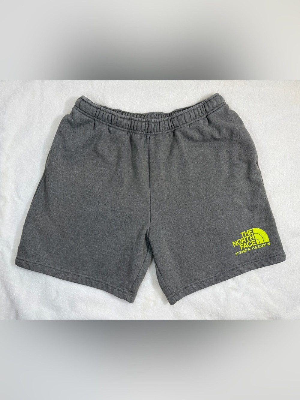 The North Face Men’s L Gray Fleece Sweat Shorts Logo Drawstring Pockets